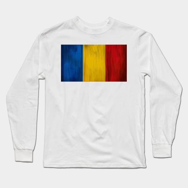 Romania Flag Long Sleeve T-Shirt by Dojaja